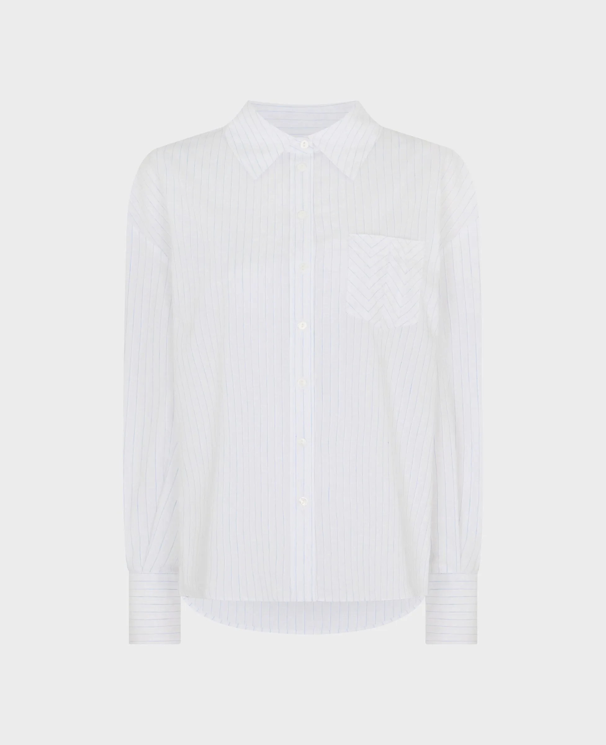 Relaxed Fine Pinstripe Cotton Linen Shirt