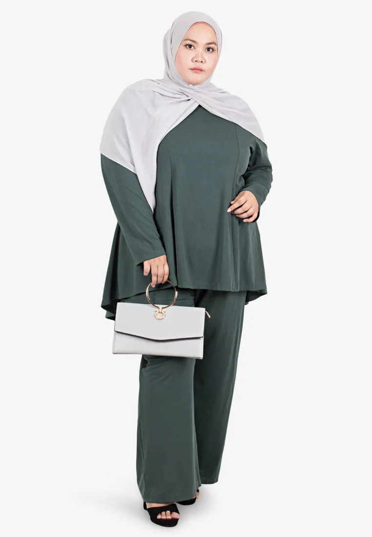 Ribah Demure Flared Top - Sage Green