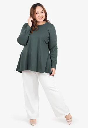 Ribah Demure Flared Top - Sage Green