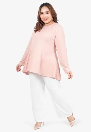 Ribah Demure Flared Top - Soft Pink