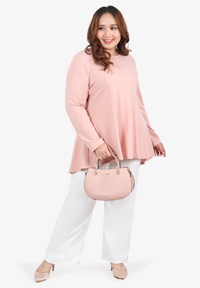 Ribah Demure Flared Top - Soft Pink