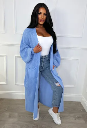 She's Sweet Blue Super Soft Knitted Cardigan