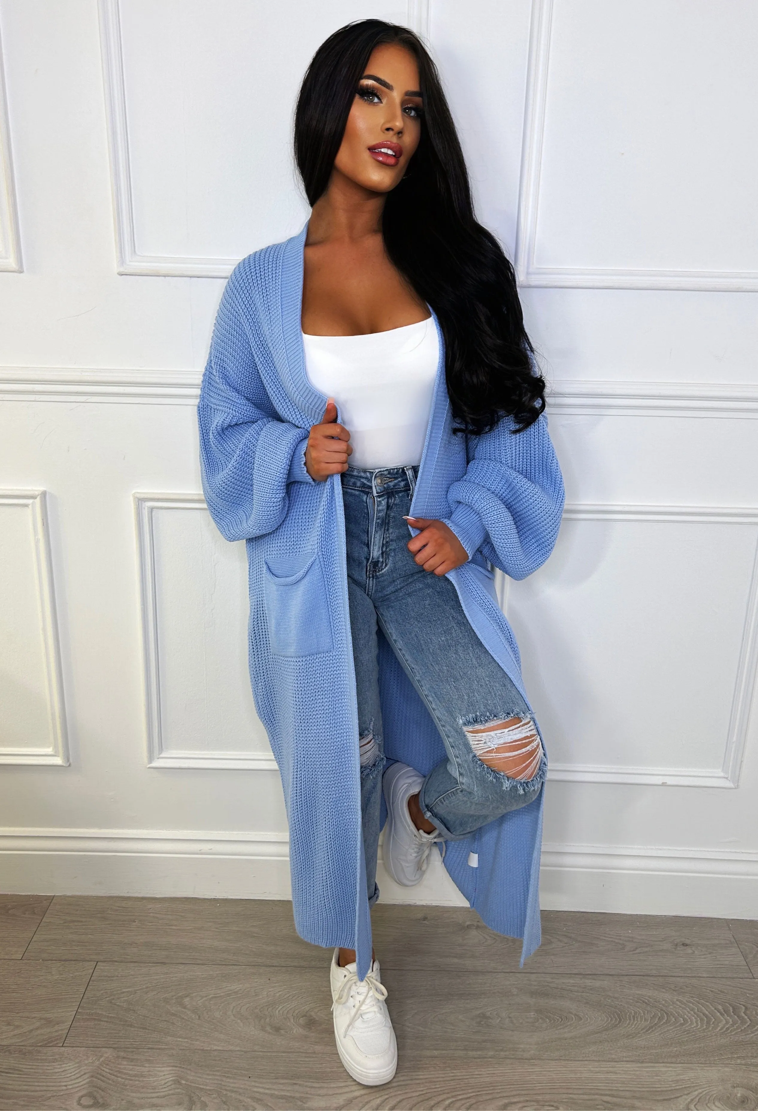 She's Sweet Blue Super Soft Knitted Cardigan