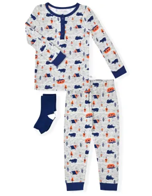 Sleep On It Infant & Toddler Boys 2-Piece Super Soft Jersey Snug-Fit Pajama Set with Matching Socks - Outdoors