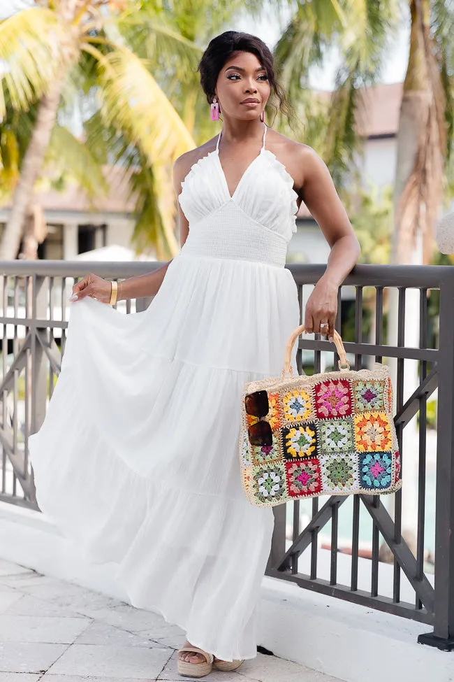 Take A Breath White Tiered Smocked Top Maxi Dress FINAL SALE