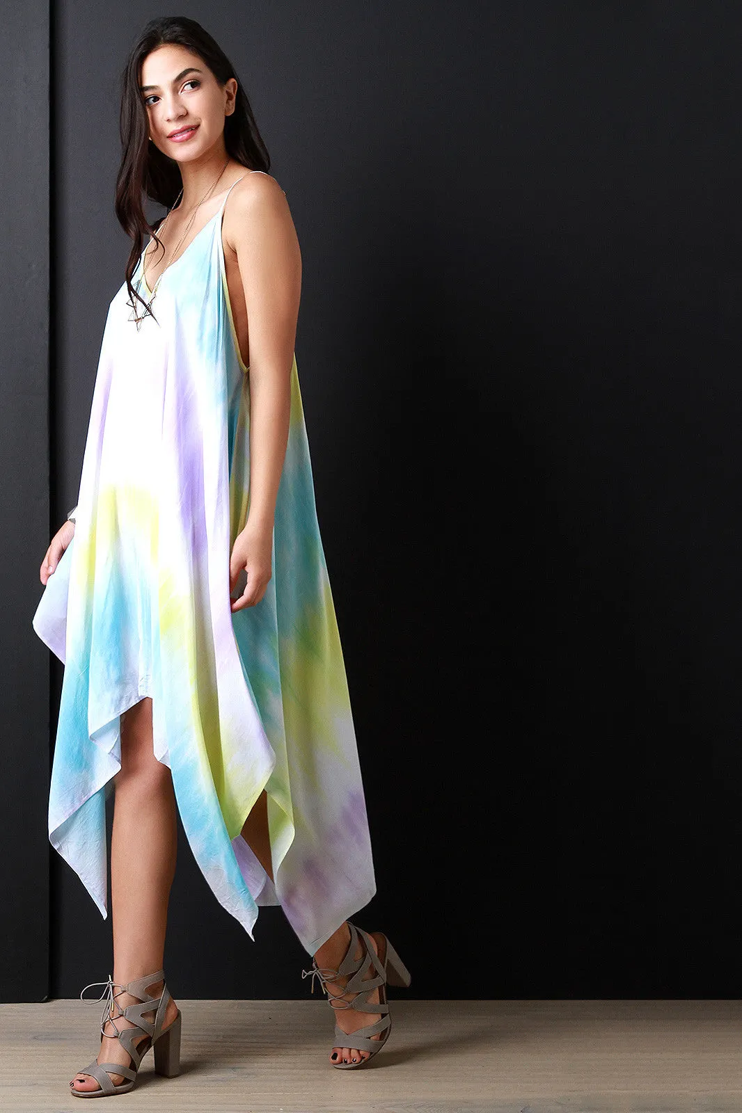 Tie Dye Trapeze Handkerchief Dress