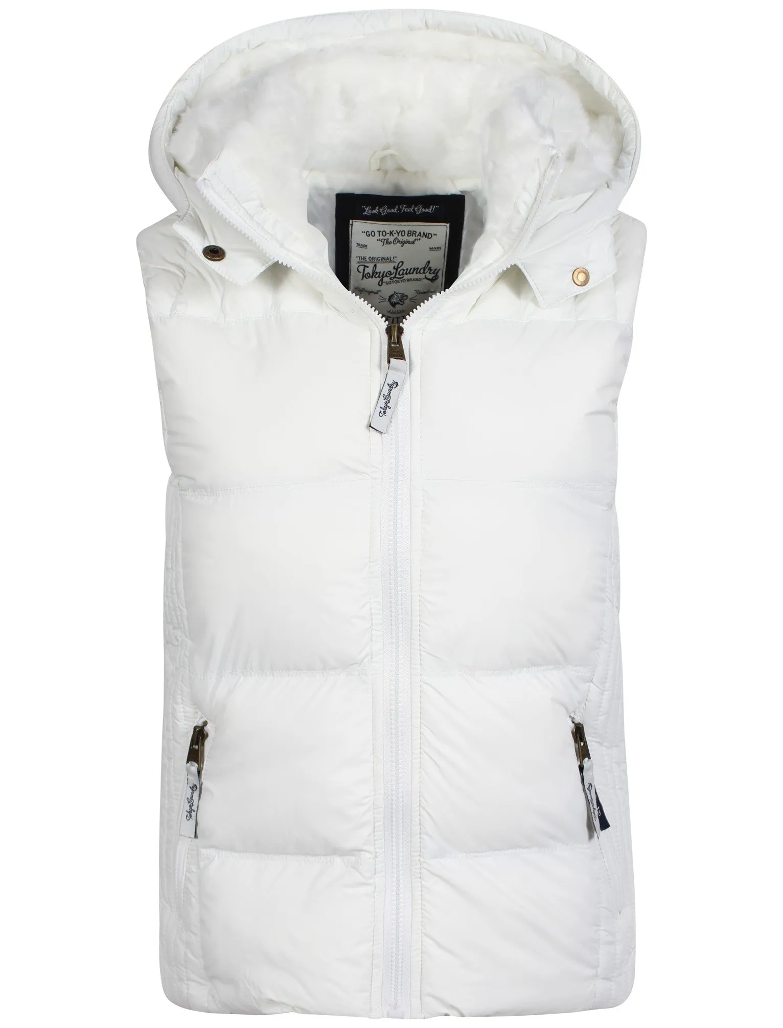 Tokyo Laundry Gwen off white fur hood gilet