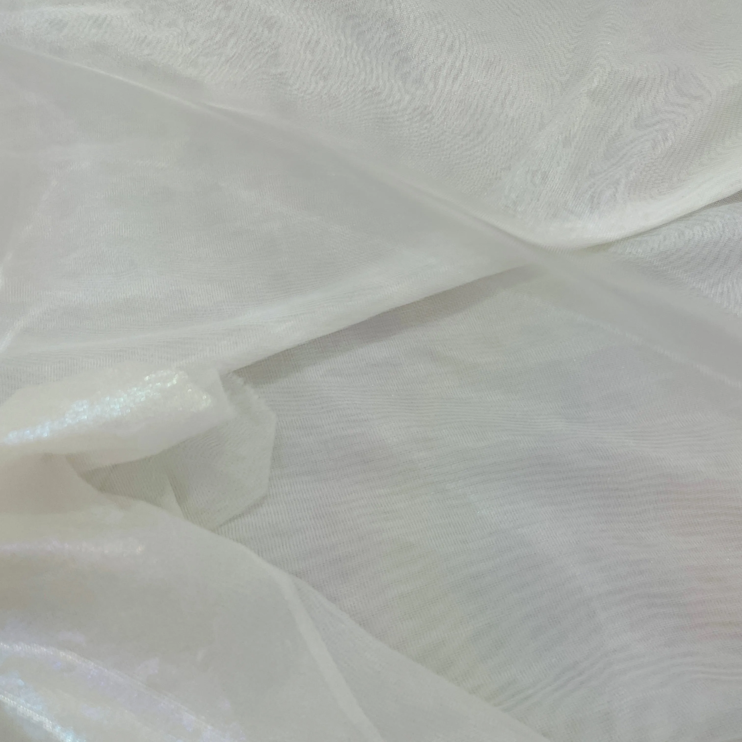 White Solid Mesh Net Fabric