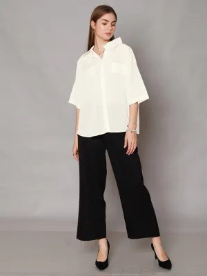 White Solid Relaxed Fit Shirt