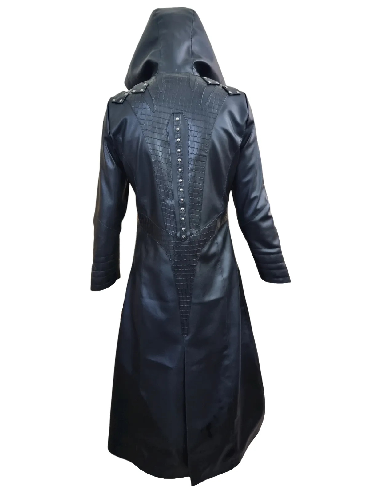 Women Real Leather Black Coat Genuine Trench Classic Steampunk Goth Style Coat JT31